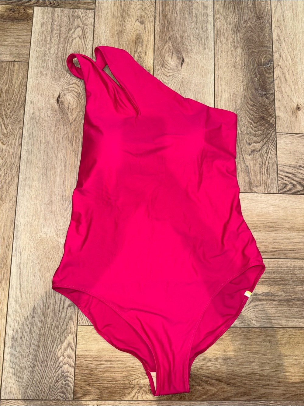 Summersalt Swim Hot Pink One-Shoulder Swimsuit- sidestroke